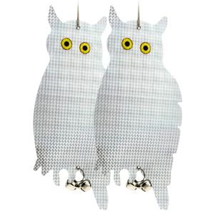 Ahuyentador de aves Repelente de pájaros Espantapájaros tipo búho reflectante y cascabeles 2-pack