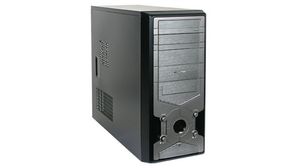 Caja ATX HC51G con LCD, controlador de ventiladores, sin fuente, Negro