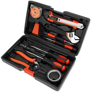 Juego de herramientas básicas de 11 piezas. Destornillador, pelacables, cinta métrica, llave inglesa, etc.