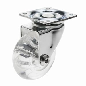 Rueda pivotante industrial de poliuretano y PVC transparente sin freno 50 mm