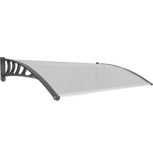 Tejadillo de protección 150x90 cm gris oscuro. Marquesina para puertas y ventanas con soporte negro