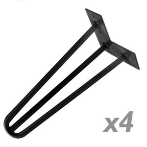 Pies para mesa y mueble Patas en acero 3 varillas 41 cm negro 4-pack