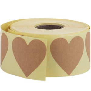 Etiqueta adhesiva de tipo corazón de 38 mm de color marrón