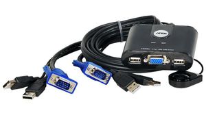 Conmutador KVM mini USB 2 >1 con mando. Resolución 2048 x 1536 / DDC2B