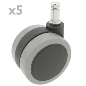 Rueda pivotante de nailon y PVC con freno a presión 65 mm M11 5 pack