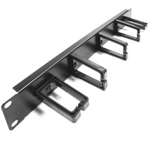 Panel guíacables para armario rack 19" 1U con 2+3 anillas para gestión de cables