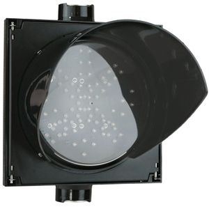 Semáforo para interior y exterior IP65 negro de 1 x 200mm de 12-24V con verde-flecha y roja-cruz
