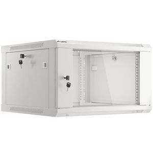 Armario Rack mural 19" 6U F600 600x600x379mm pared desmontado DIY blanco Lanberg