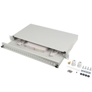 Patch panel blanco para rack 19" 1U 24 SC simplex o LC duplex