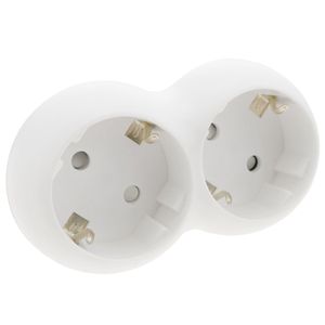 Multiplicador adaptador de clavija enchufe schuko doble blanco redondeado